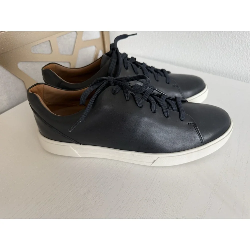 New Clarks Men's Un Costa Unstructured Lace Up Navy Blue Leather Shoes Size 12